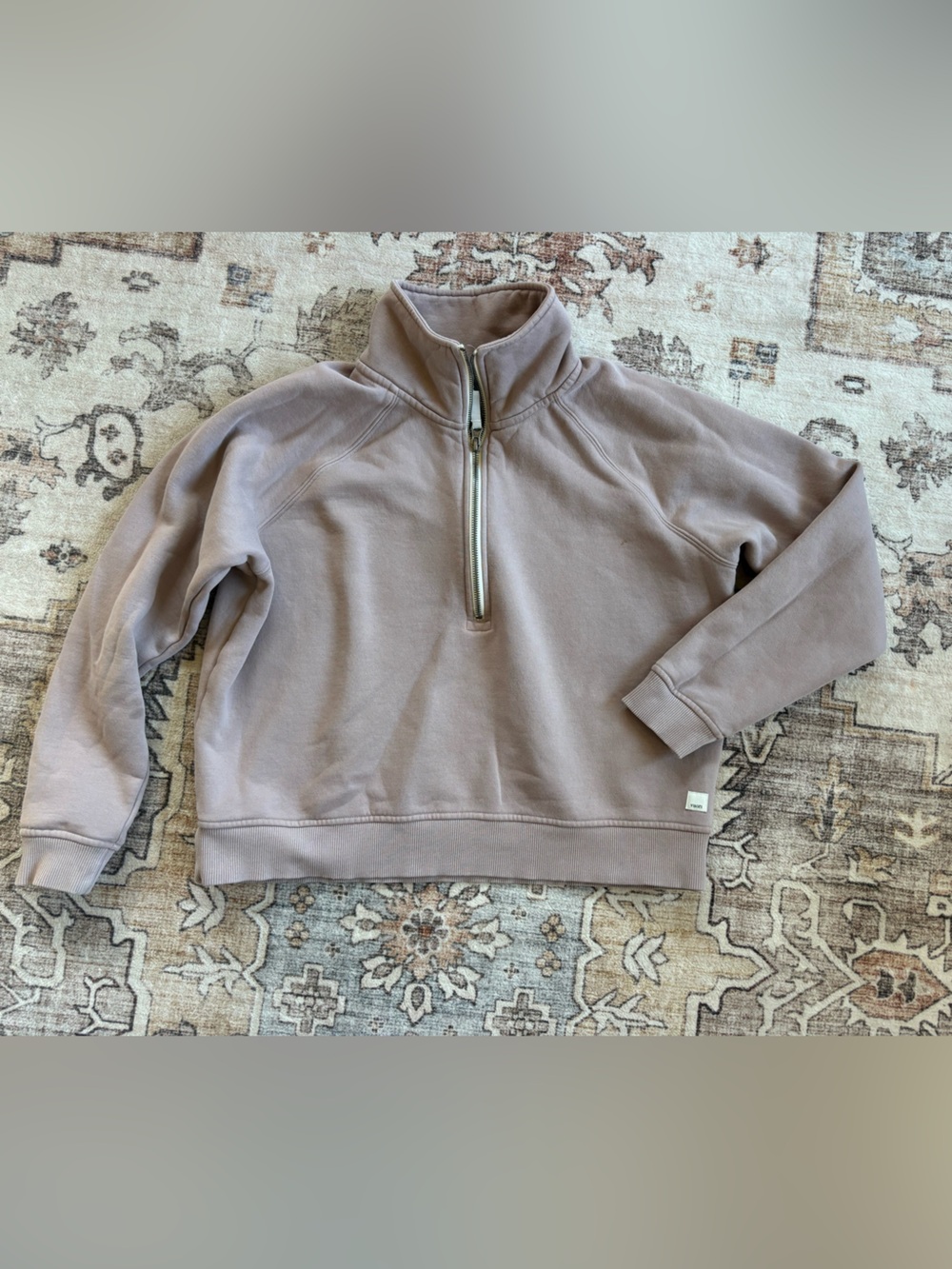 Vuori Women's Half-Zip sweatshirt in light pinkish Taupe